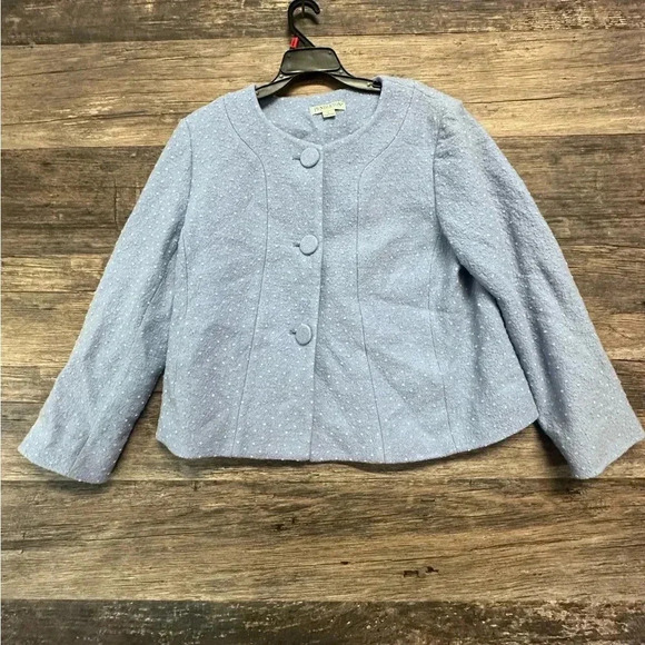 Pendleton Light Blue Blazer with Cozy Fit and Round Neckline - Picture 1 of 5